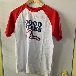 Good Vibes Kids Raglan T-Shirt - Red & White